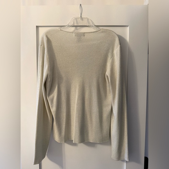 New York & Company Silver Shimmer V-Neck Sweater - Picture 2 of 9